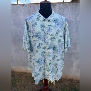 PreOwned Tommy Bahama Hawaiian Print Green Full Button Men's 3XL